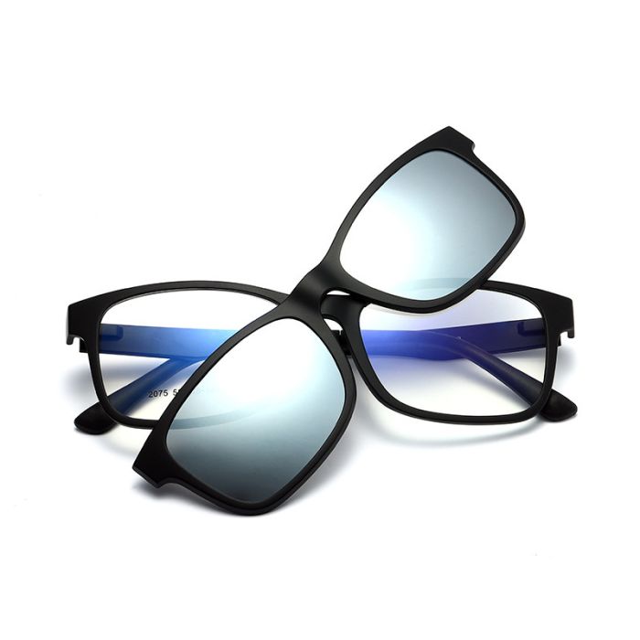 C2 Matte black frame+silver polarized clip