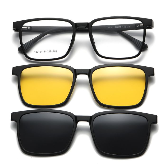 C6 Matte black frame+polarized grey & yellow clips