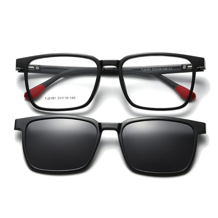 C1 Shiny black frame+polarized grey clip