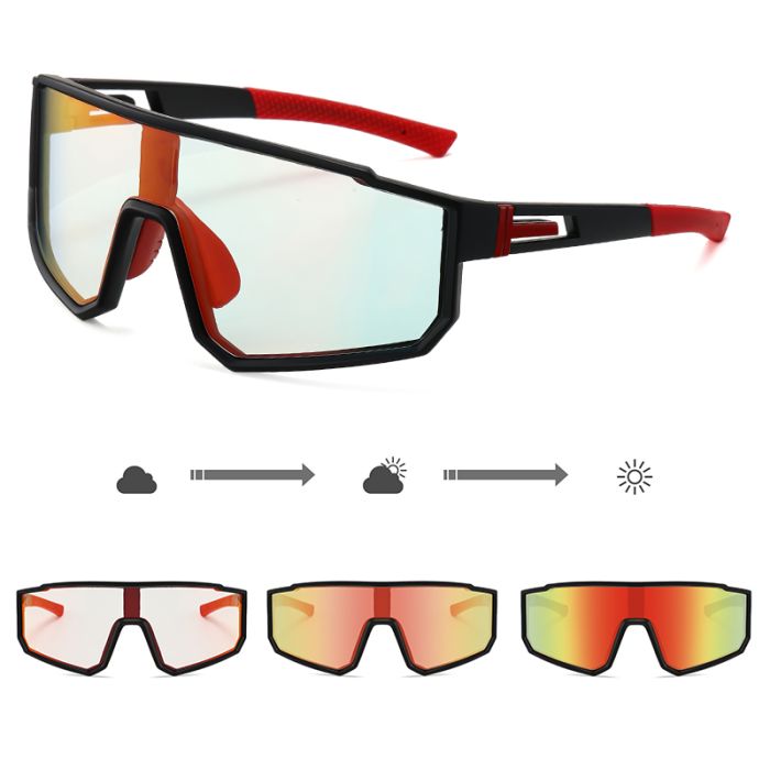 C13 Black red frame/red photochromic lenses