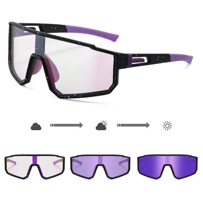 C12 Black purple frame/purple photochromic lenses